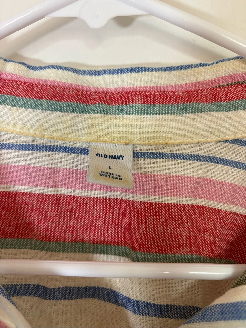 Old Navy Women'S Linen-Blend Striped Shirt Dress in Multicolor Stripe Size L